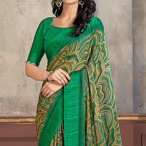 green-printed-chiffon-saree-with-woven-border-1