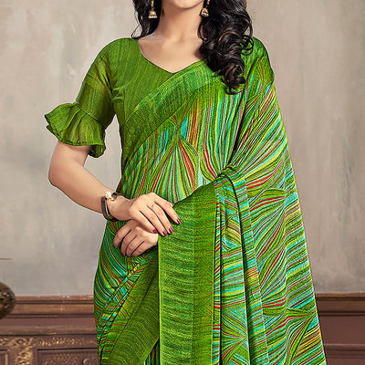 green-printed-chiffon-saree-with-woven-border-2