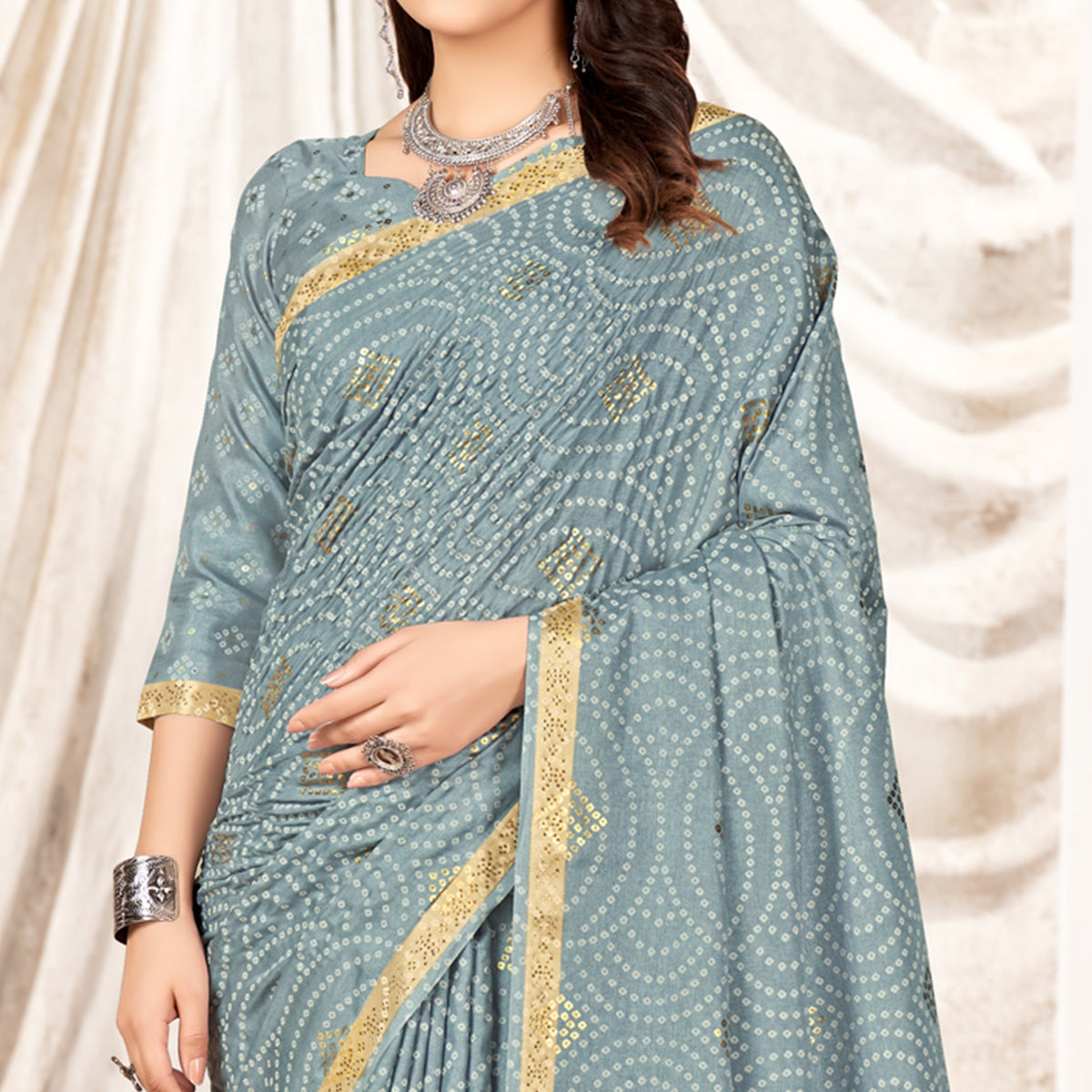 grey-foil-printed-tussar-silk-saree-with-tassels-1