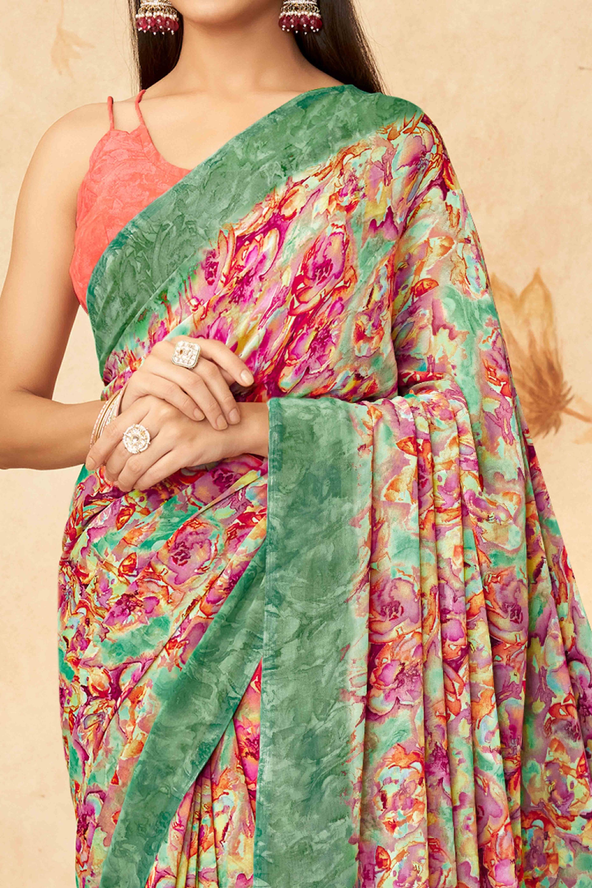 green-floral-printed-georgette-saree-21