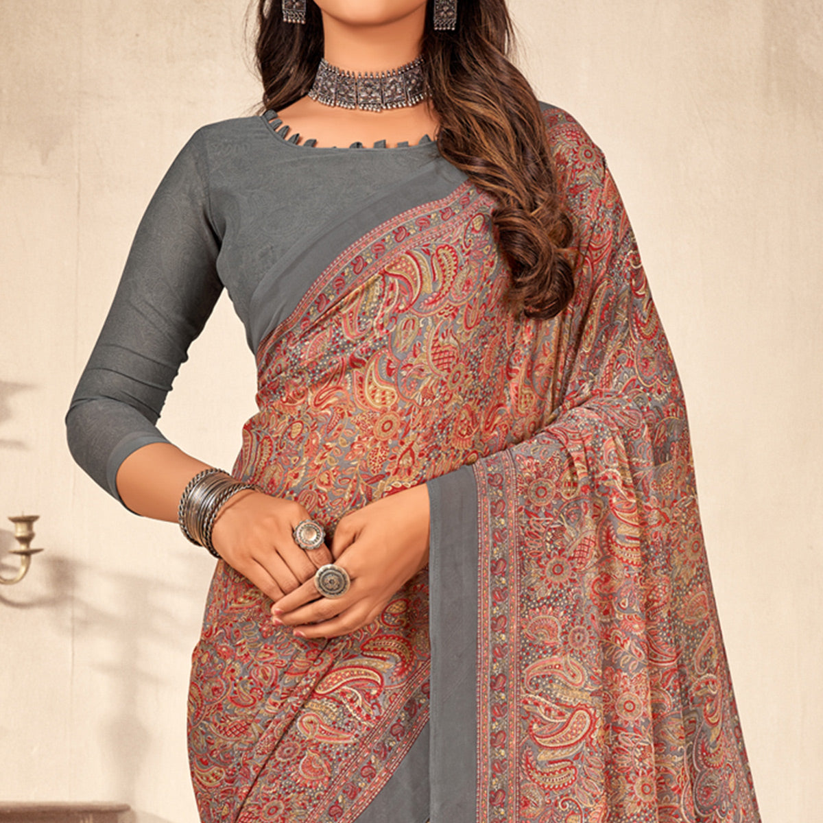 grey-floral-printed-georgette-saree-11