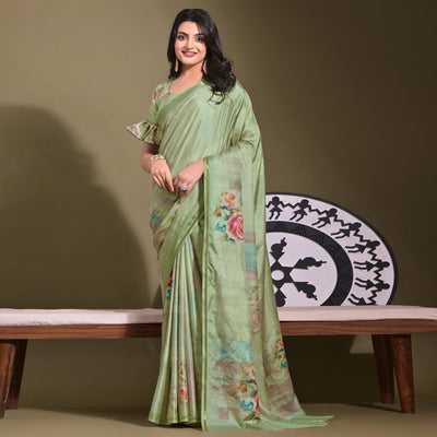 green-floral-digital-printed-tussar-silk-saree