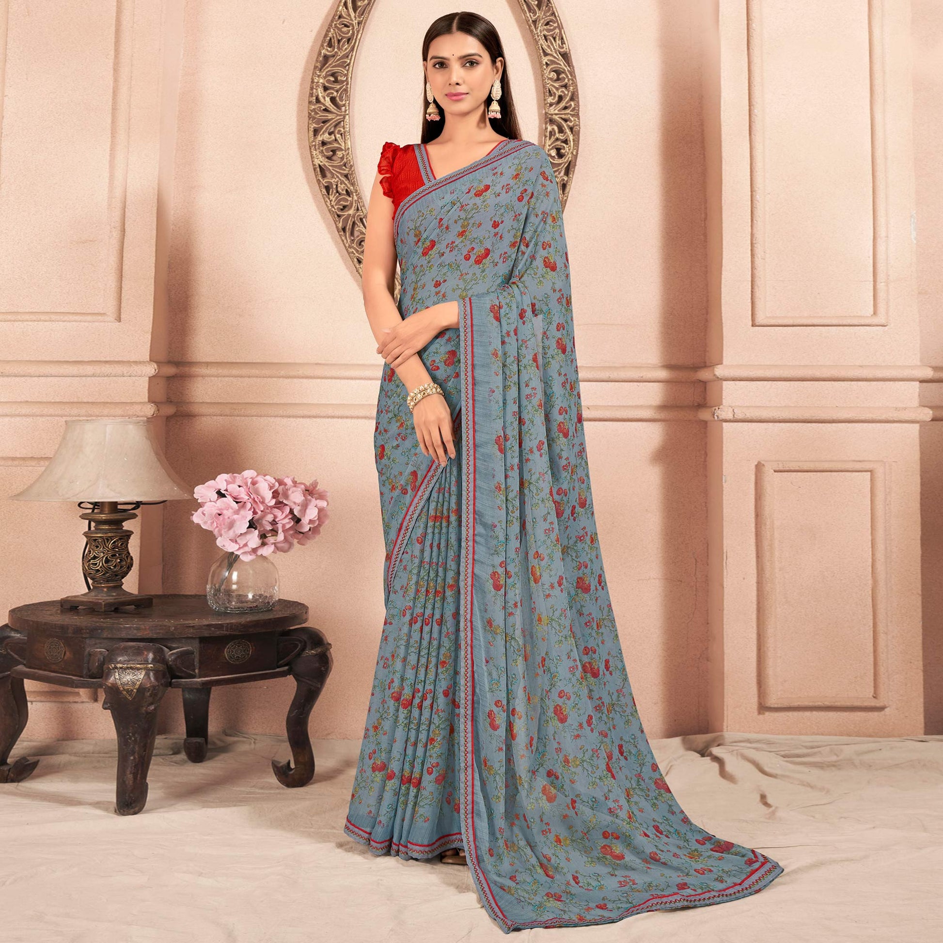 grey-floral-printed-chiffon-saree-with-lace-border-3