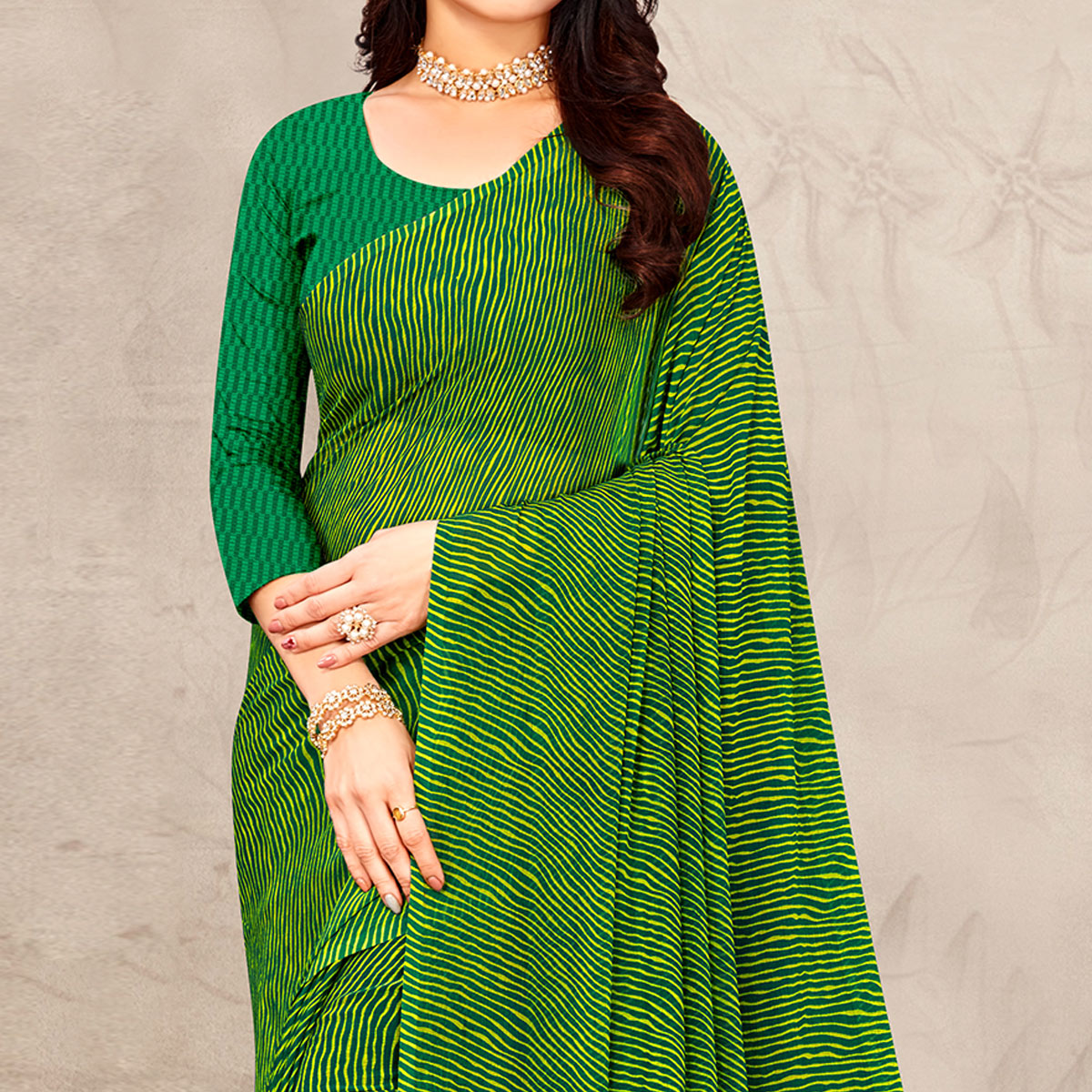 green-printed-chiffon-saree-9