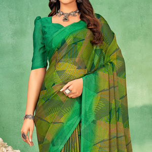 green-geometric-printed-chiffon-saree-1