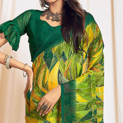 green-printed-chiffon-saree-7
