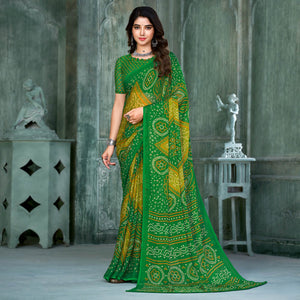 green-lemon-yellow-bandhani-printed-chiffon-saree