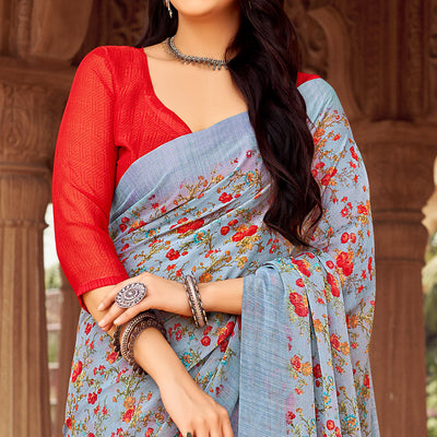 grey-floral-printed-chiffon-saree-3