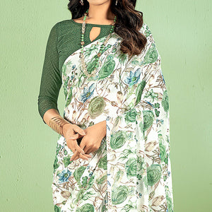 green-floral-printed-chiffon-saree-6