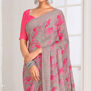 grey-pink-floral-printed-chiffon-saree