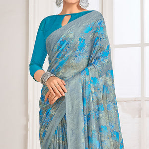 grey-blue-floral-printed-chiffon-saree