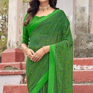 green-floral-printed-chiffon-saree-5
