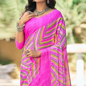 Magenta Purple Printed Chiffon Saree