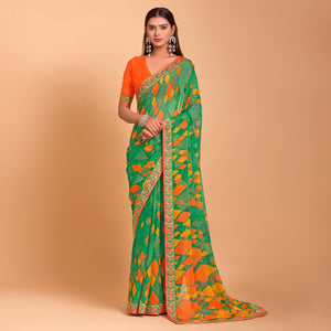 green-geometric-printed-chiffon-saree-6