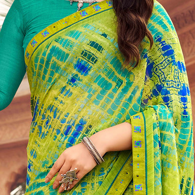 green-abstract-printed-chiffon-saree-2