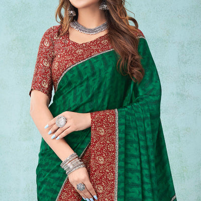 green-floral-printed-crepe-silk-saree