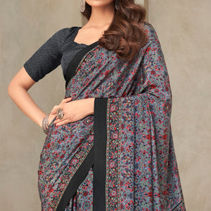 grey-floral-printed-crepe-saree