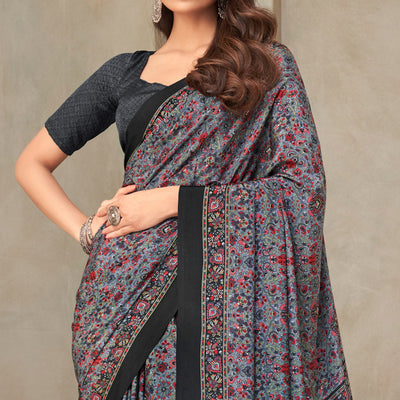 grey-floral-printed-crepe-saree