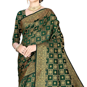 green-floral-woven-jacquard-saree-2