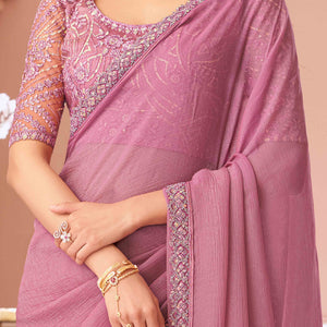Dusty Pink Sequins Embroidered Georgette Saree