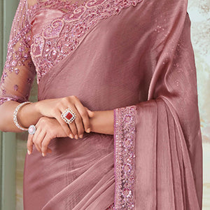 Mauve Floral Sequins Embroidered Georgette Saree