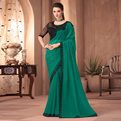 green-floral-embroidered-georgette-saree-1