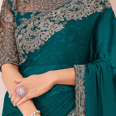 green-floral-sequins-embroidered-georgette-saree-13