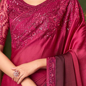 Burnt Pink Sequins Embroidered Chiffon Saree