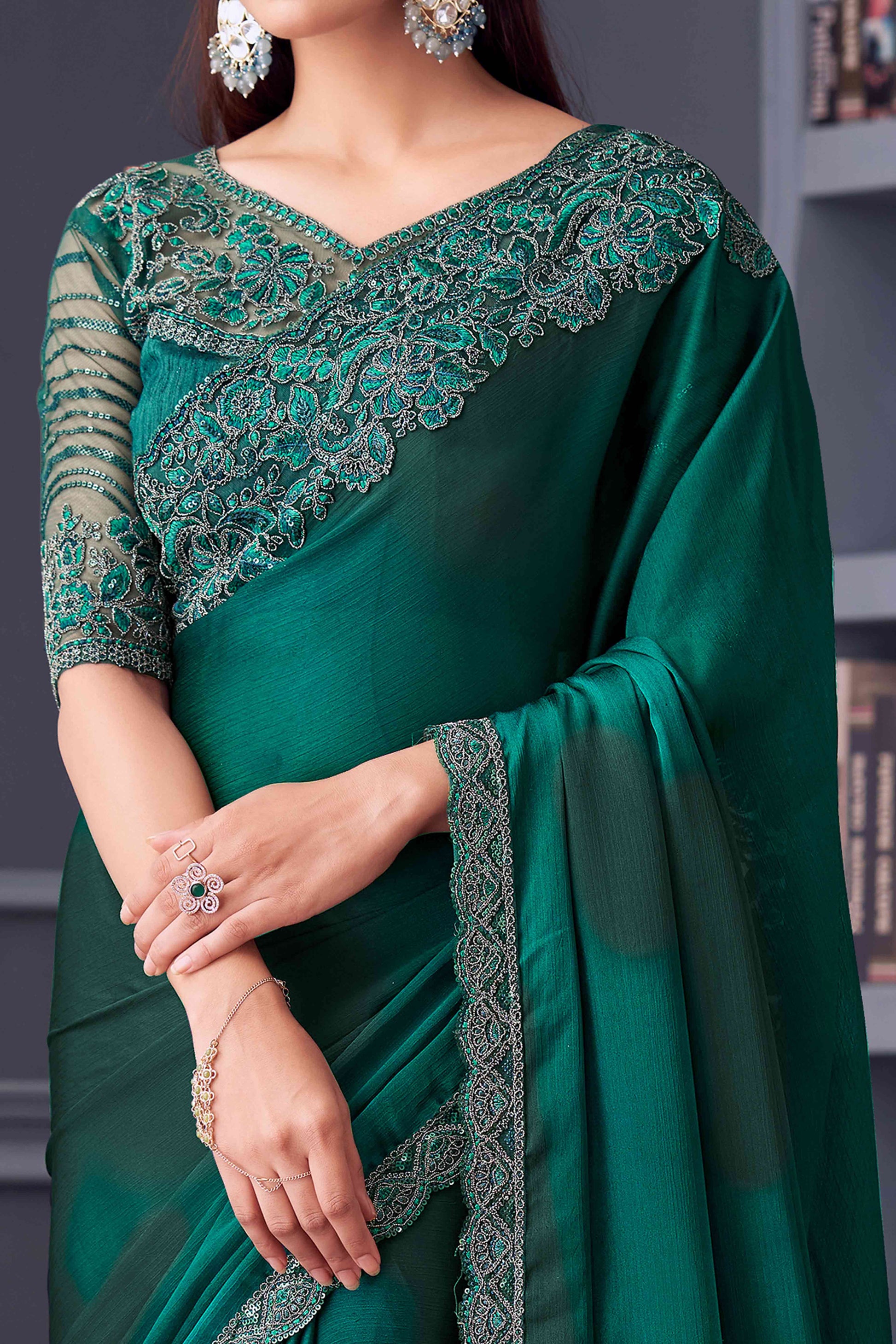 green-sequins-embroidered-satin-saree-4