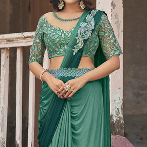 green-sequins-embroidered-ready-to-wear-lycra-saree-1