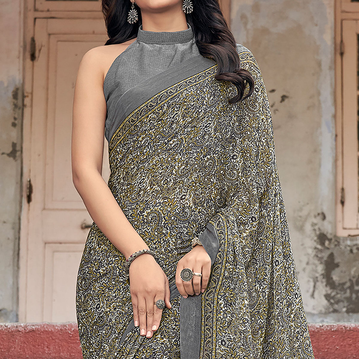 grey-paisley-printed-chiffon-saree
