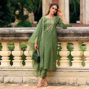 green-floral-embroidered-cotton-silk-suit