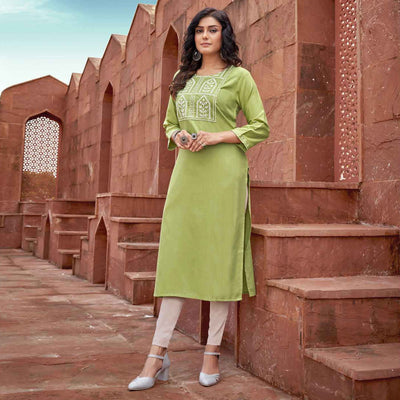green-floral-embroidered-rayon-kurti-4