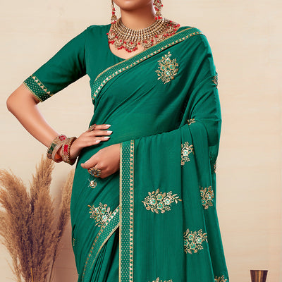 9green-floral-embroidered-georgette-saree