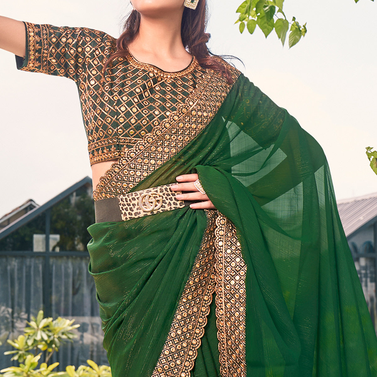 green-solid-with-embroidered-border-georgette-saree-1