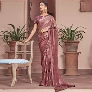 Mauve Swarovski Work Georgette Saree