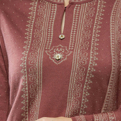 Mauve Woven Woolen Straight Salwar Suit