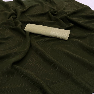 Mehendi Green Zari Woven Georgette Saree