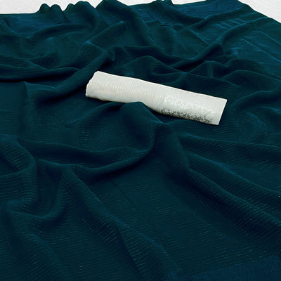 Morpich Zari Woven Georgette Saree