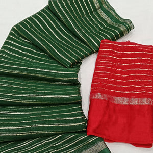 Bottle Green Woven Viscose Saree