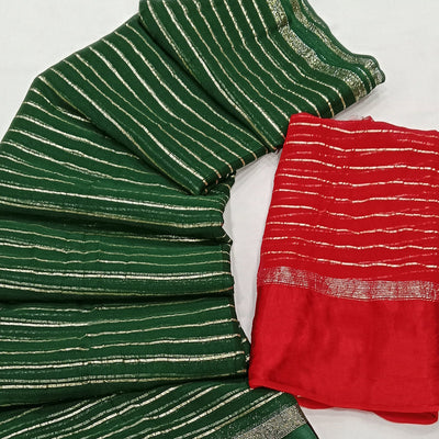 Bottle Green Woven Viscose Saree