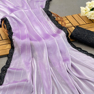 Lavender Sequins Embroidered Chiffon Saree