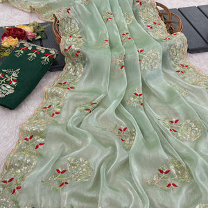 green-sequins-work-embroidered-chiffon-saree