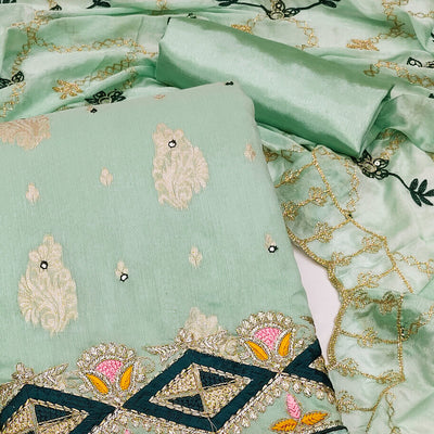 green-floral-woven-banarasi-silk-dress-material-4