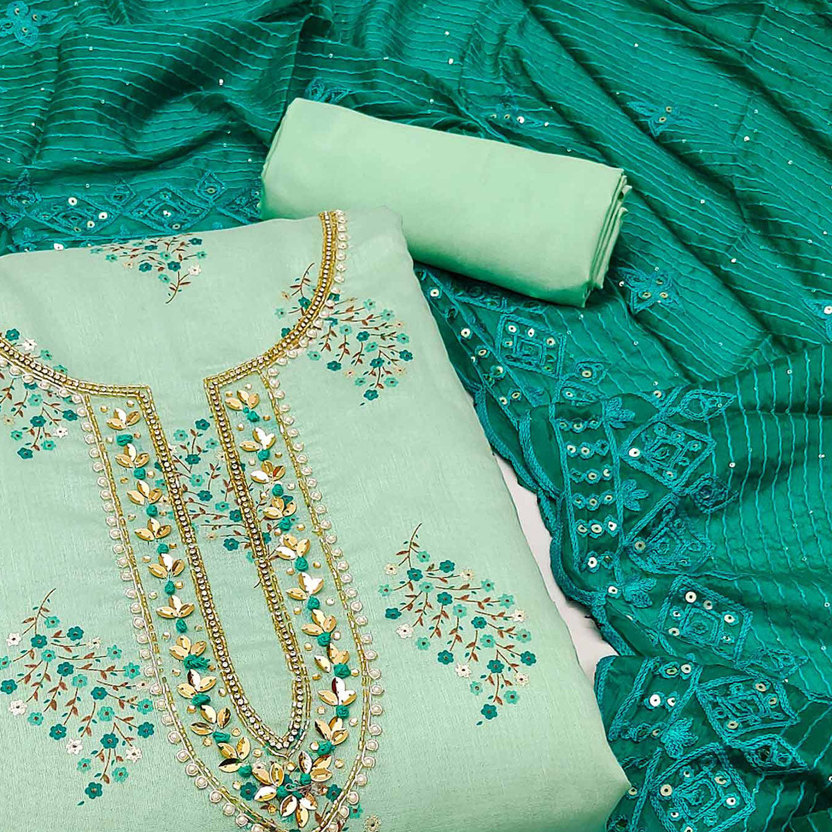 green-printed-with-handwork-modal-dress-material-2