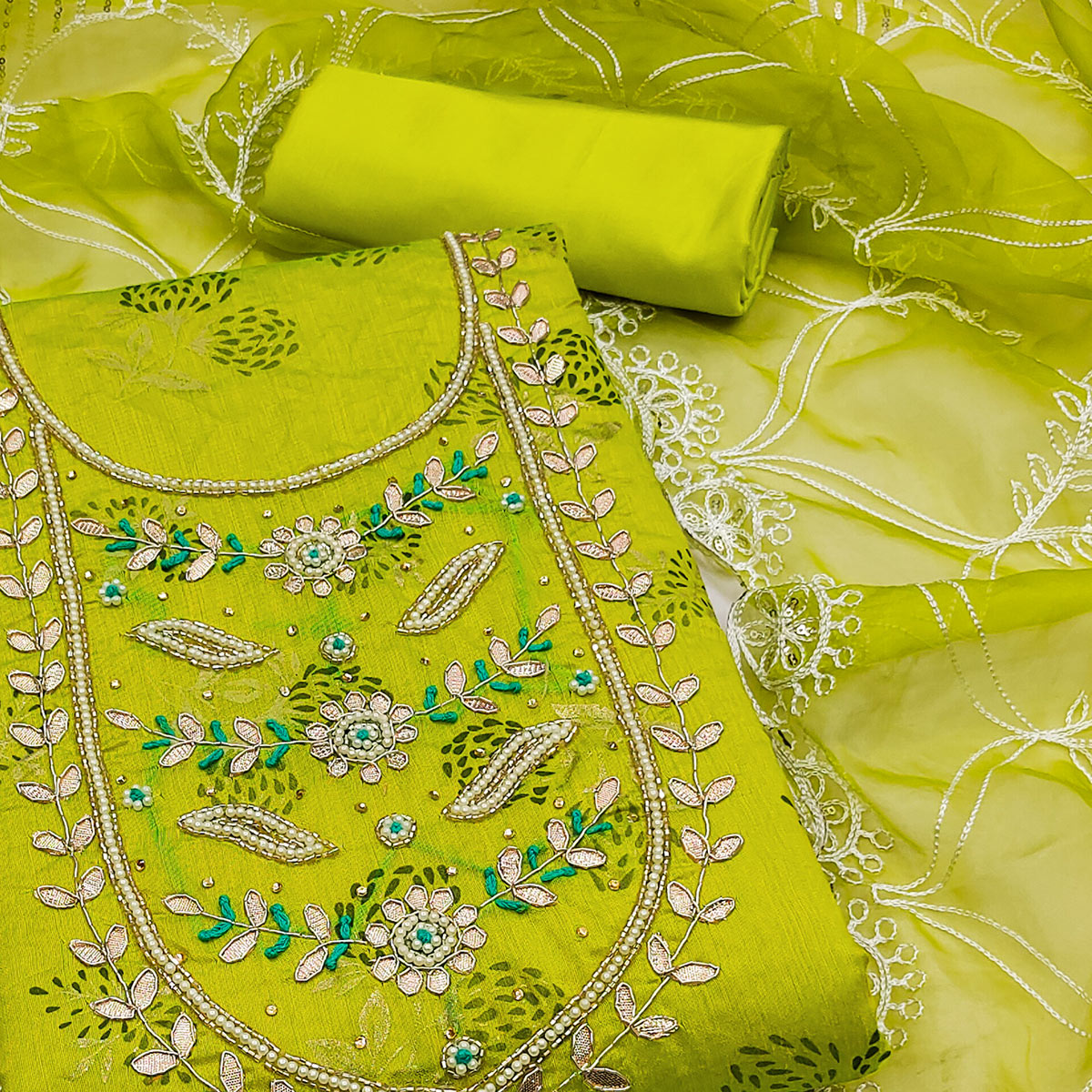 green-floral-printed-handwork-modal-dress-material