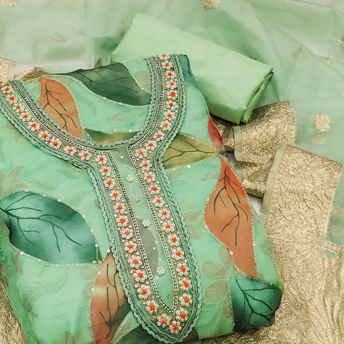 green-digital-printed-with-handwork-organza-dress-material