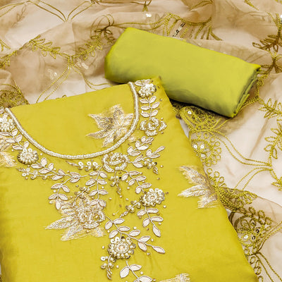 green-woven-organza-dress-material-1