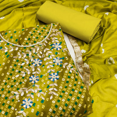 green-bandhani-printed-pure-cotton-dress-material-2
