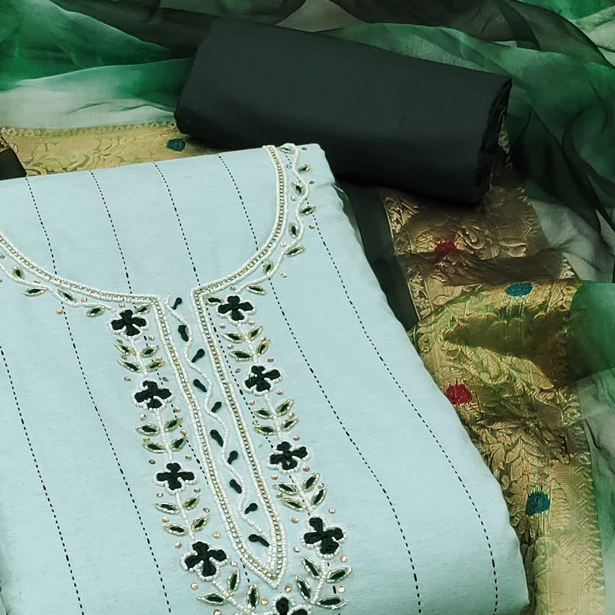 green-embroidered-with-handwork-cotton-blend-dress-material
